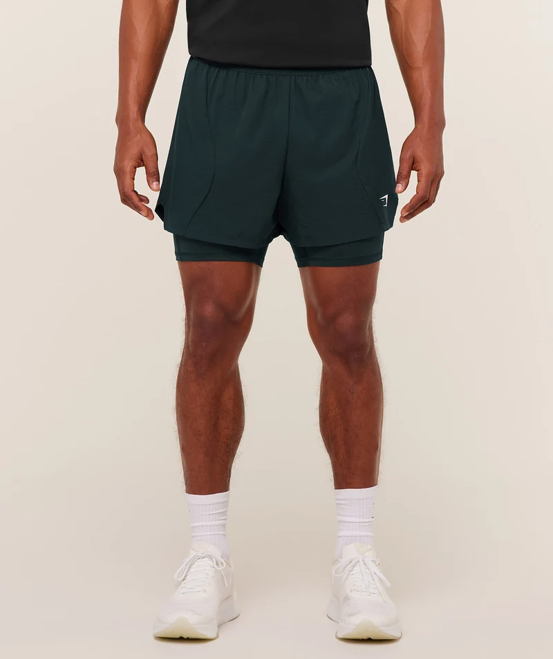 Gymshark Running 4" 2-in-1 Shorts - Deep Petrol Blue