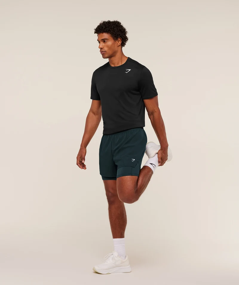 Gymshark Running 4" 2-in-1 Shorts - Deep Petrol Blue