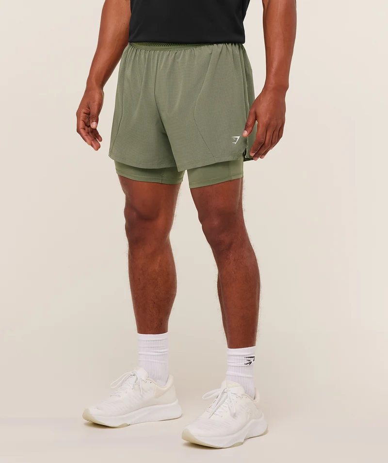 Gymshark Running 4" 2-in-1 Shorts - Base Green