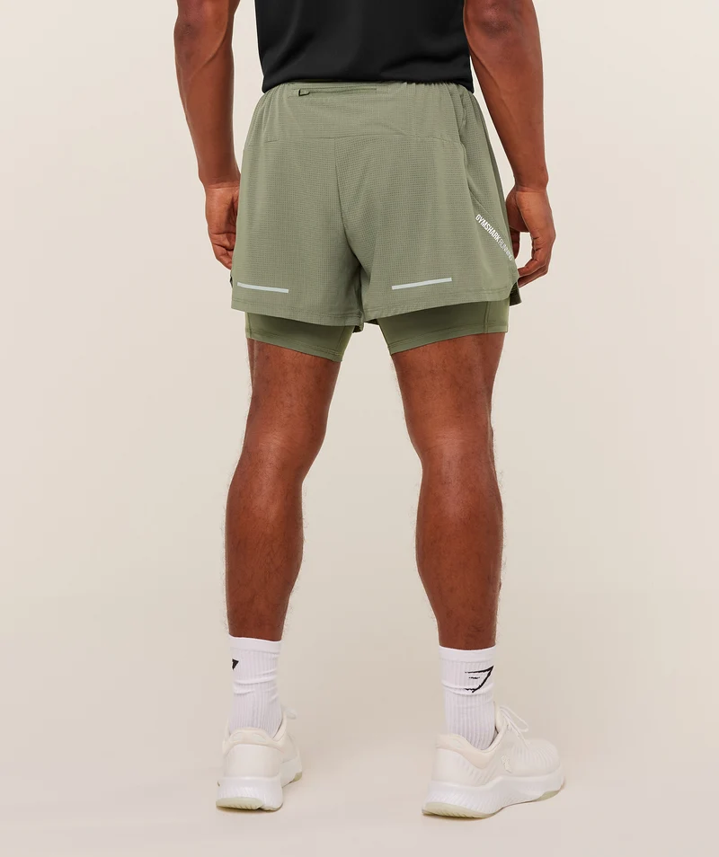 Gymshark Running 4" 2-in-1 Shorts - Base Green