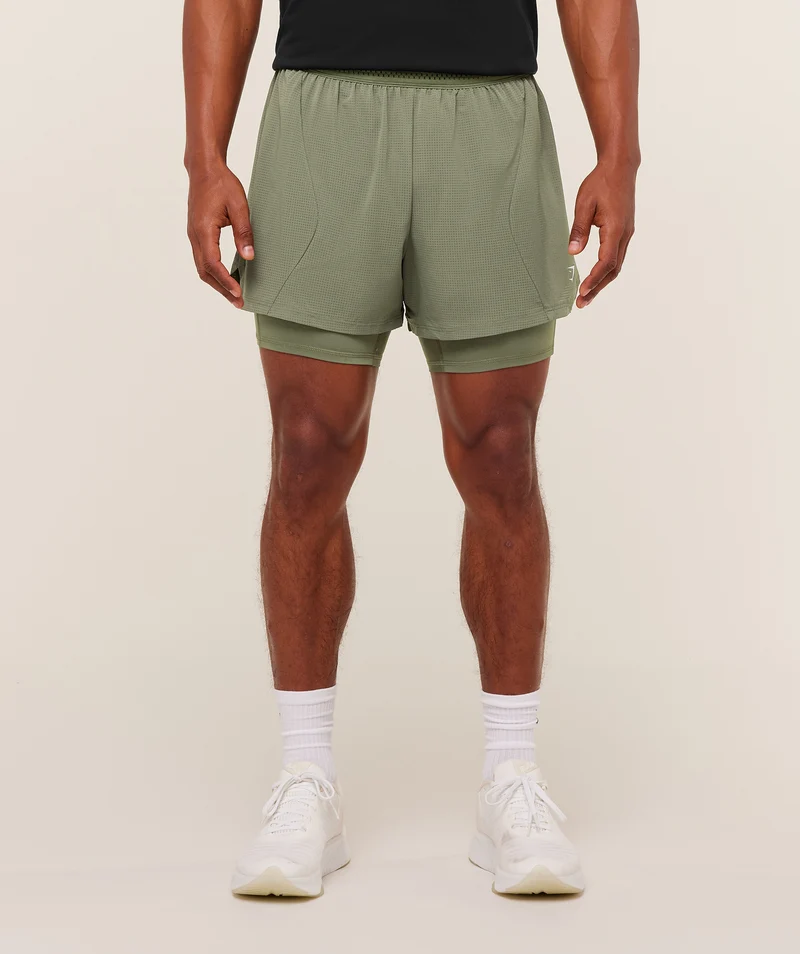 Gymshark Running 4" 2-in-1 Shorts - Base Green