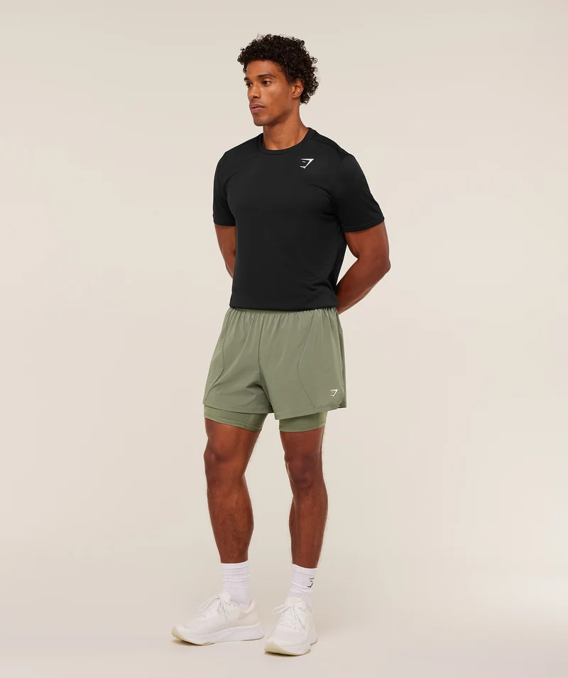 Gymshark Running 4" 2-in-1 Shorts - Base Green