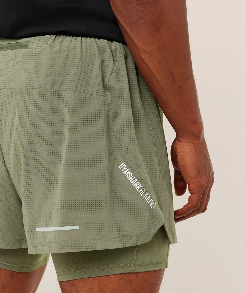 Gymshark Running 4" 2-in-1 Shorts - Base Green