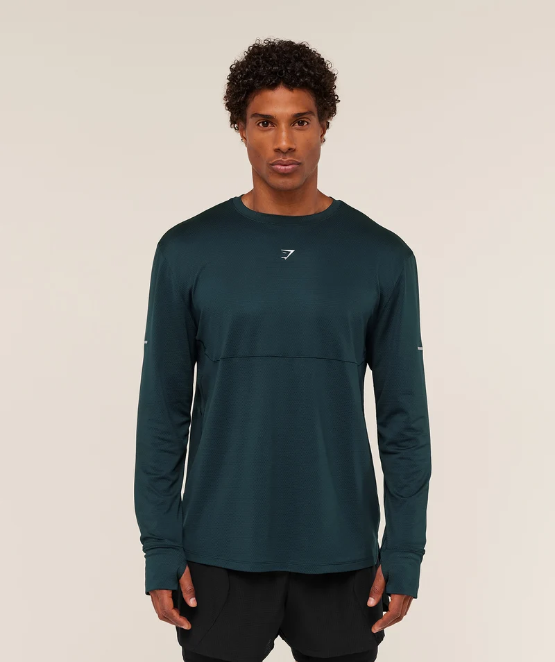 Gymshark Running Long Sleeve T-Shirt - Deep Petrol Blue