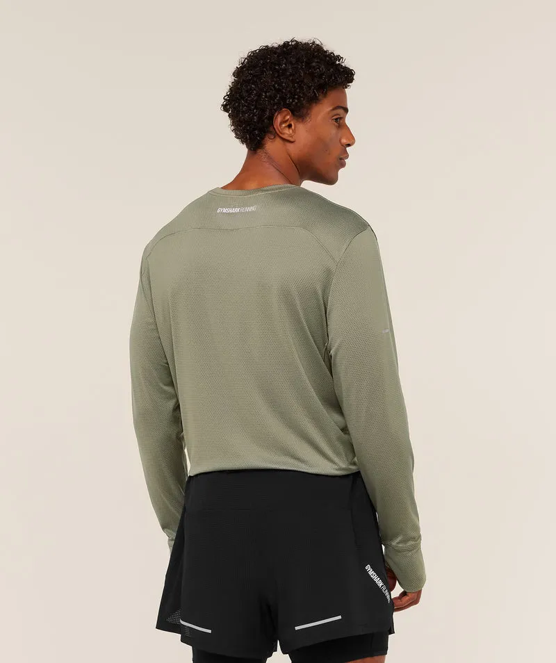 Gymshark Running Long Sleeve T-Shirt - Base Green