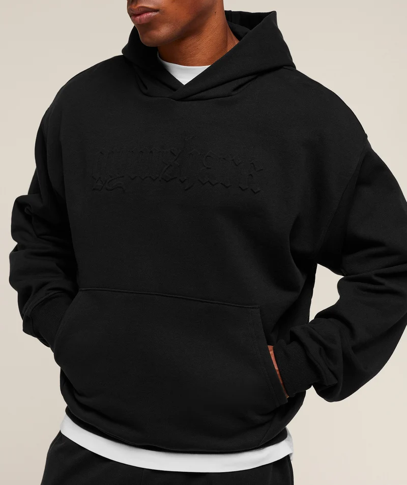 Gymshark Embossed Boxy Hoodie - Black