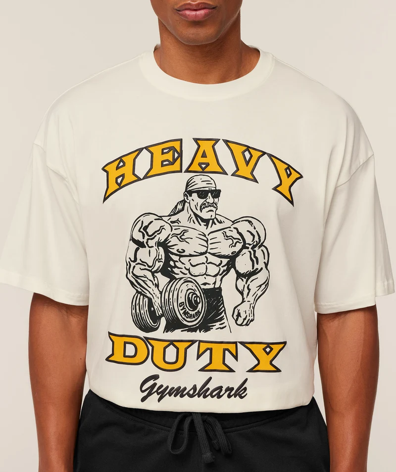Gymshark Heavy Duty Bro Graphic T-Shirt - Soft White