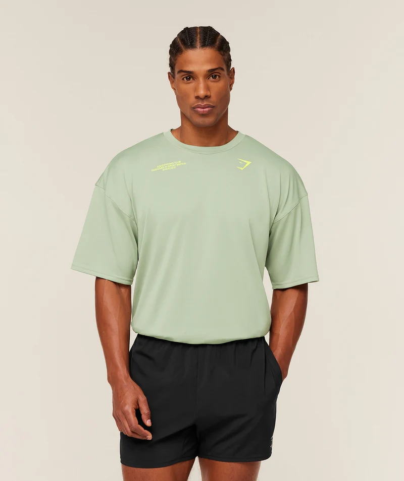 Gymshark Conditioning Club Oversized T-Shirt - Haze Green/Sorbet Yellow