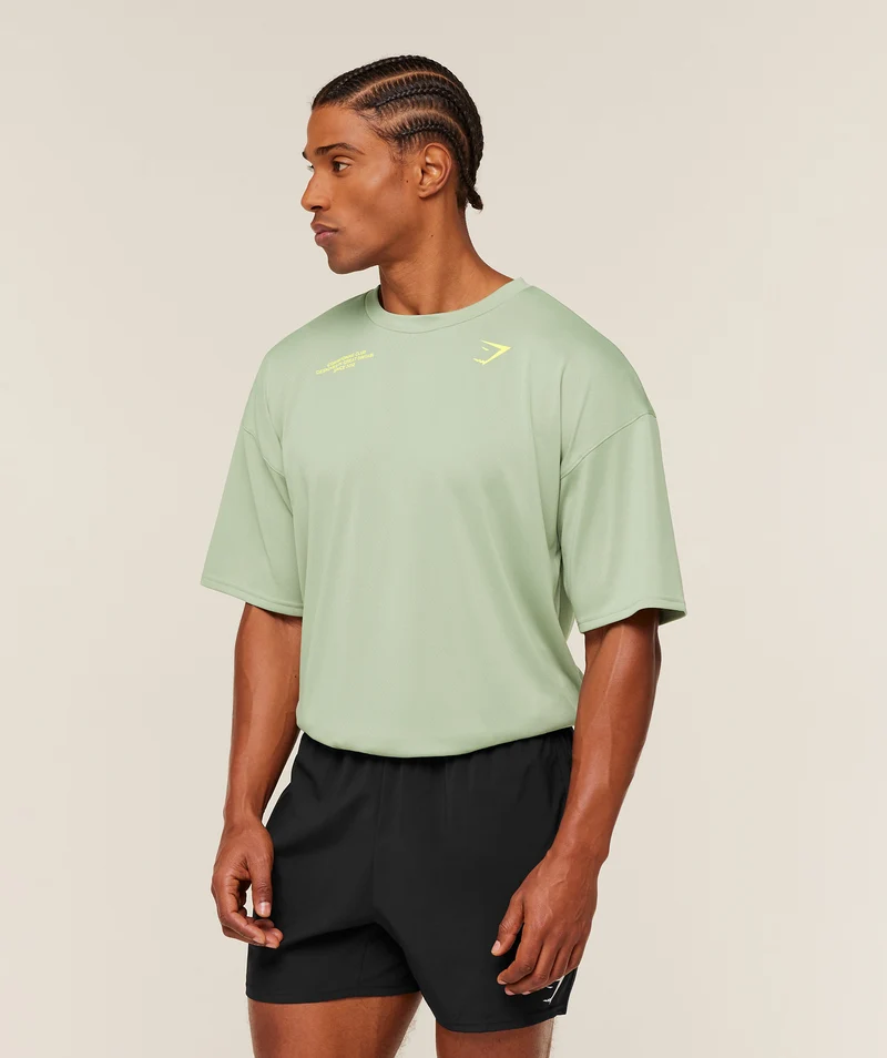 Gymshark Conditioning Club Oversized T-Shirt - Haze Green/Sorbet Yellow