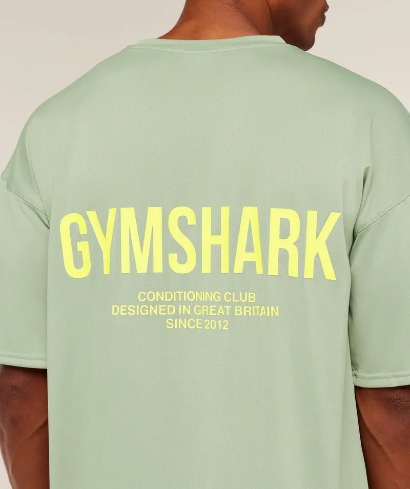 Gymshark Conditioning Club Oversized T-Shirt - Haze Green/Sorbet Yellow