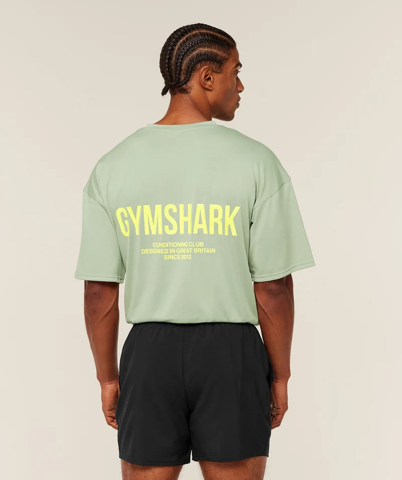 Gymshark Conditioning Club Oversized T-Shirt - Haze Green/Sorbet Yellow