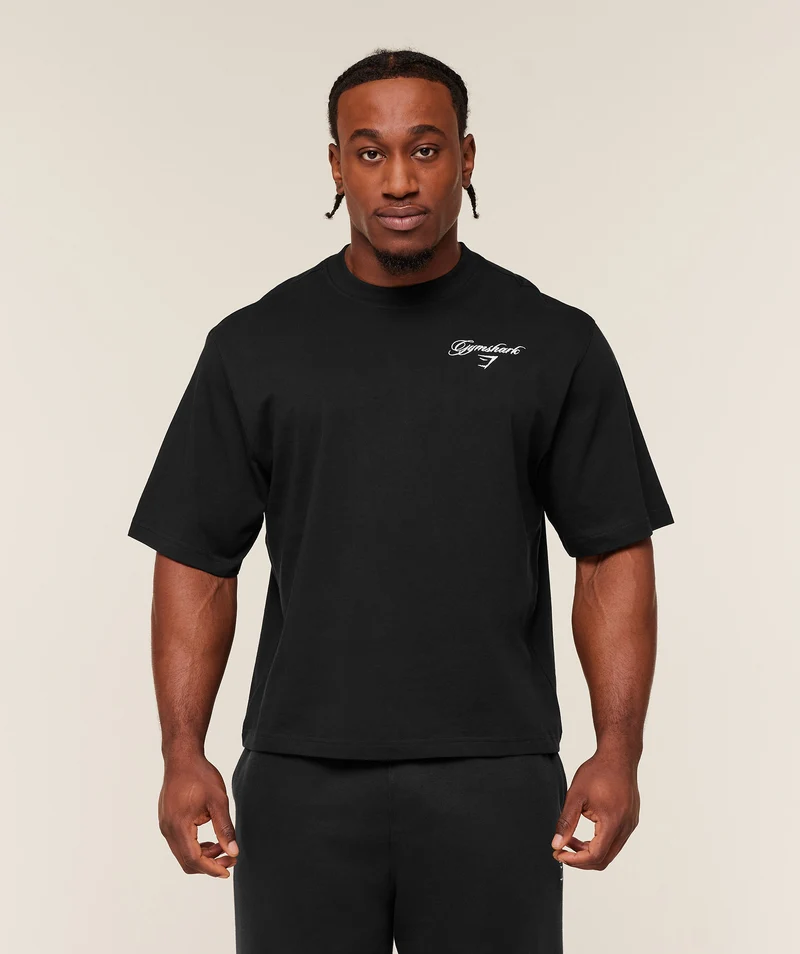 Gymshark Eagle Script Graphic T-Shirt - Black