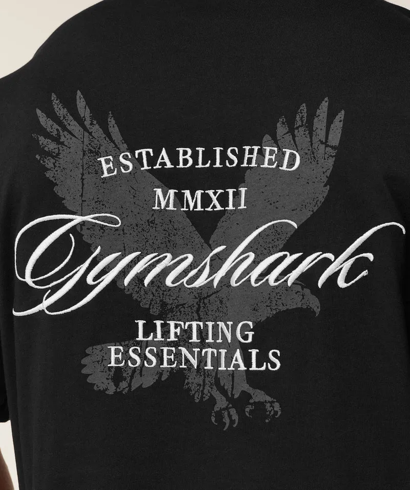 Gymshark Eagle Script Graphic T-Shirt - Black