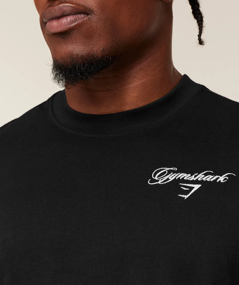Gymshark Eagle Script Graphic T-Shirt - Black