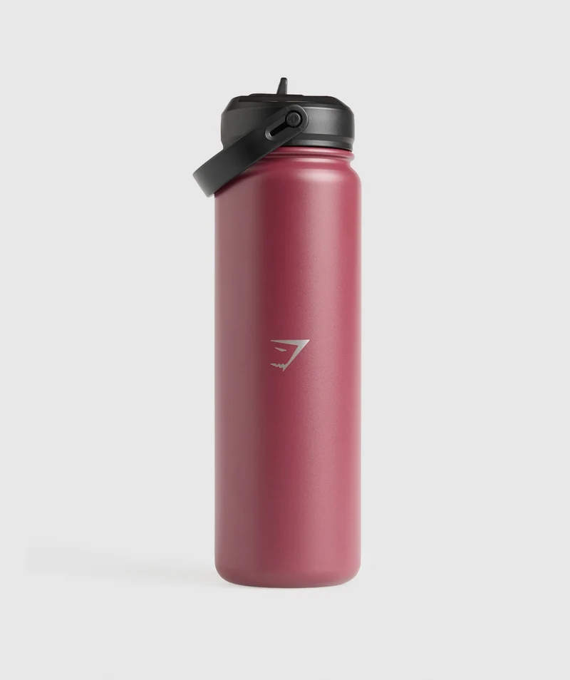 Gymshark Metal Insulated Straw Bottle 700ml - Washed Berry Pink