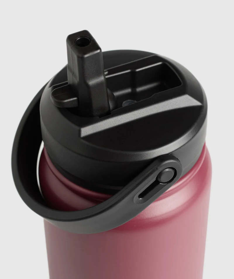 Gymshark Metal Insulated Straw Bottle 700ml - Washed Berry Pink