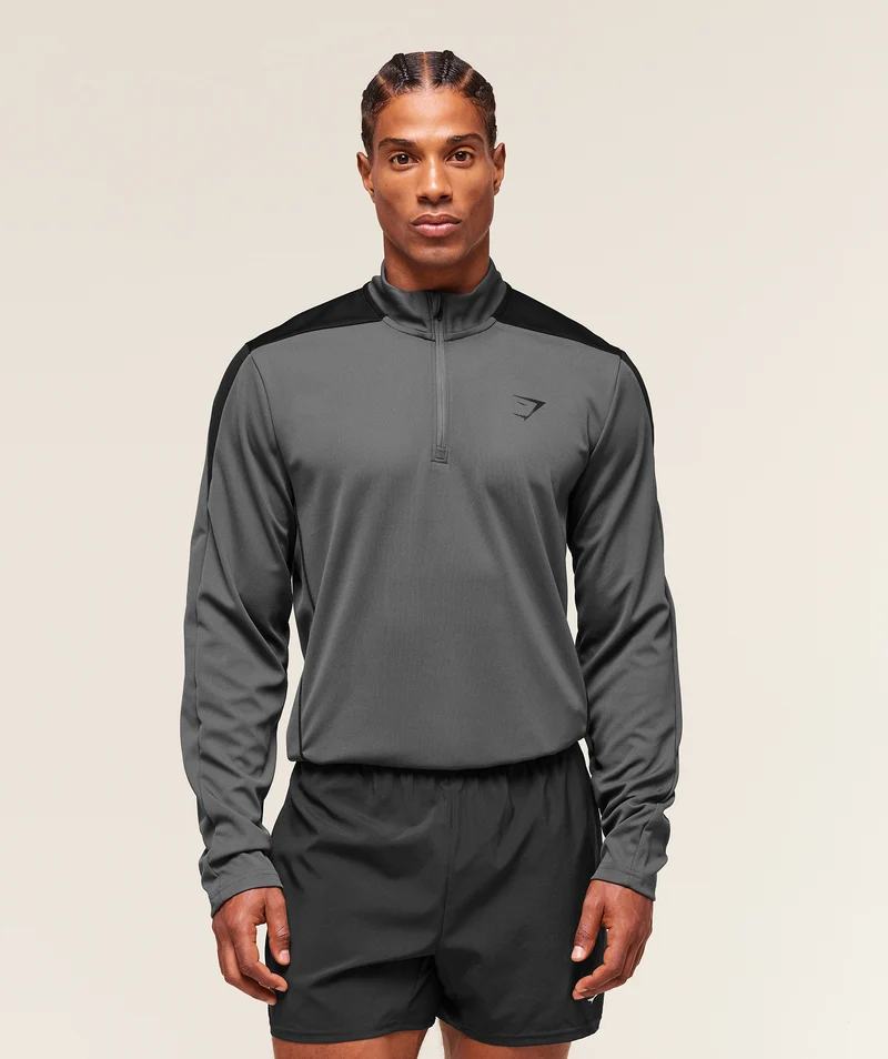Gymshark Arrival Block 1/4 Zip - Dark Grey