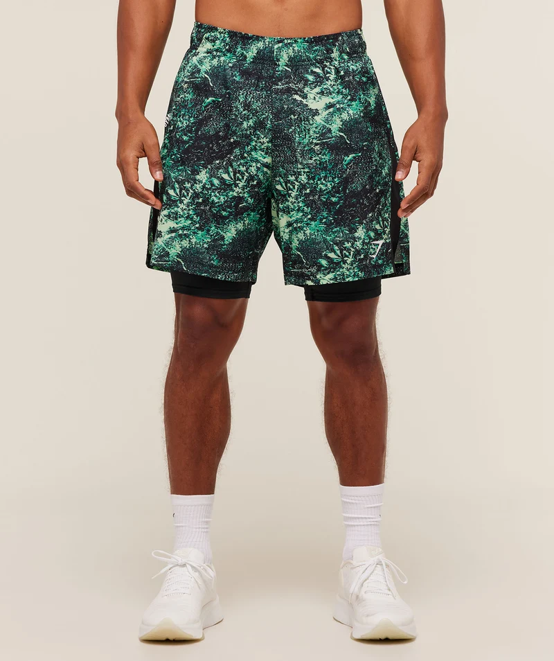 Gymshark Sport 7" 2-in-1 Shorts - Active Green/Black