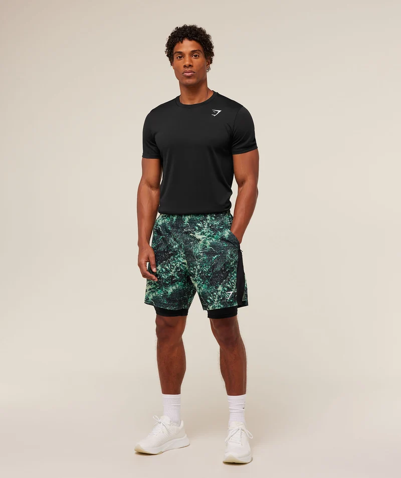 Gymshark Sport 7" 2-in-1 Shorts - Active Green/Black