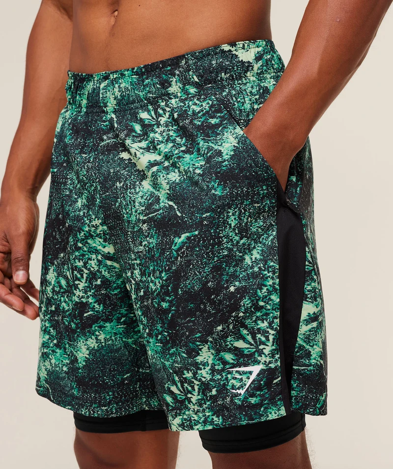 Gymshark Sport 7" 2-in-1 Shorts - Active Green/Black