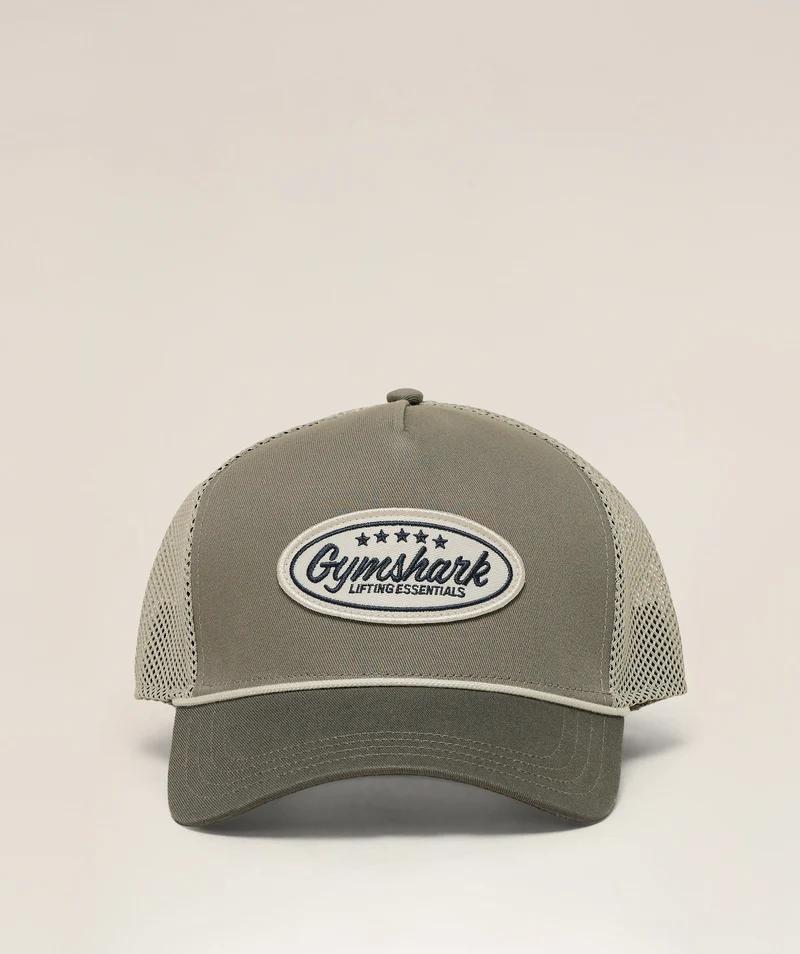 Gymshark Trucker Cap - Linen Brown/Camo Brown/Pebble Grey