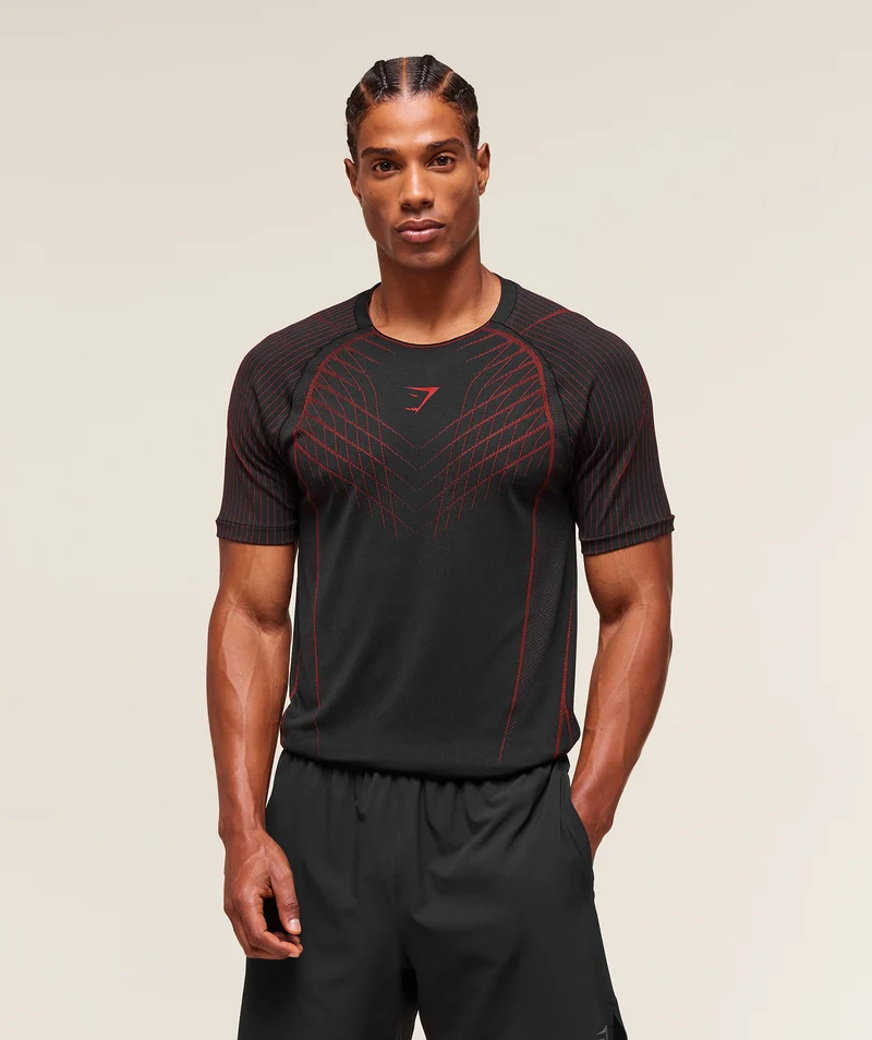 Gymshark Apex Seamless T-Shirt - Black/Carmine Red