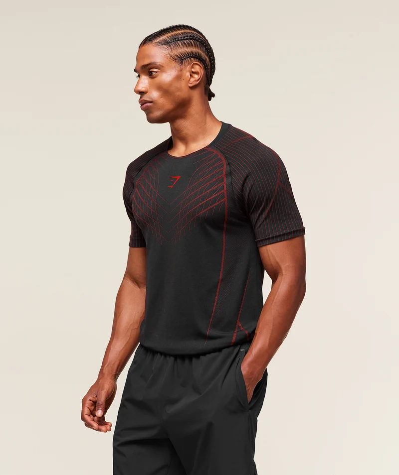 Gymshark Apex Seamless T-Shirt - Black/Carmine Red