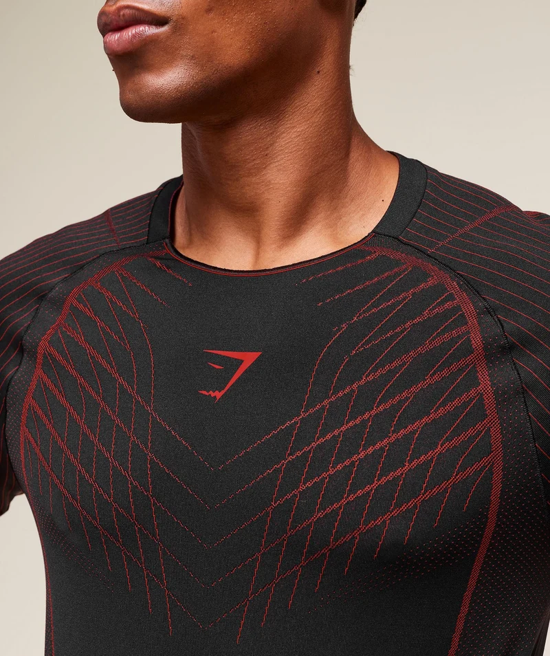 Gymshark Apex Seamless T-Shirt - Black/Carmine Red