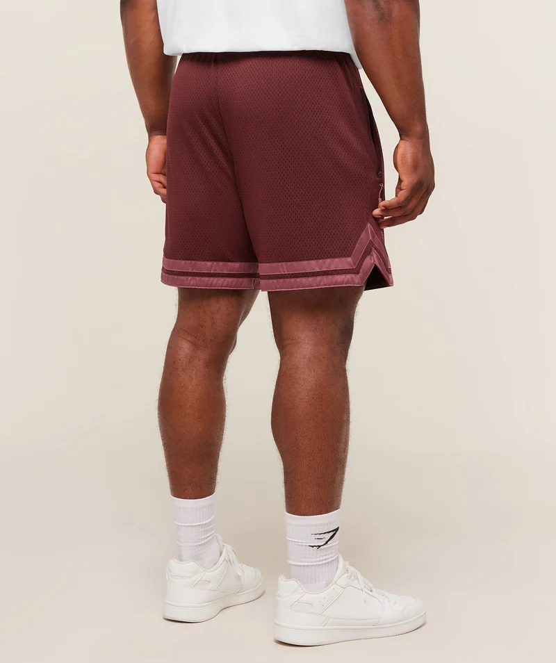 Gymshark Campus Mesh Shorts - Rich Maroon/Reset Pink