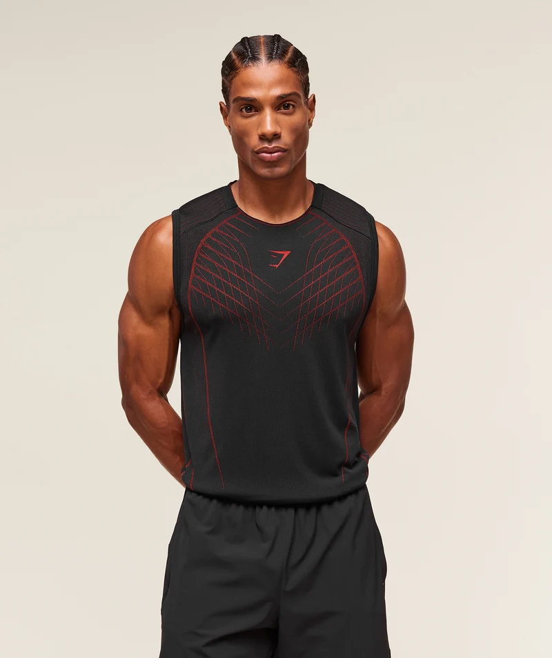 Gymshark Apex Seamless Tank - Black/Carmine Red