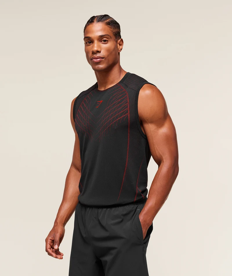 Gymshark Apex Seamless Tank - Black/Carmine Red