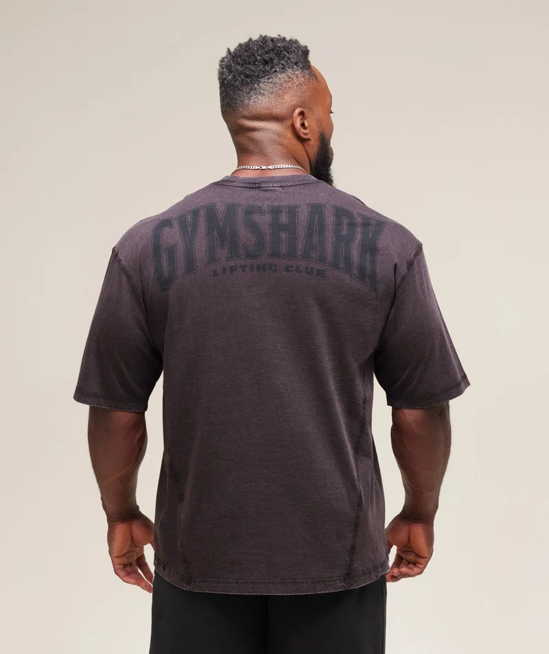 Gymshark Heritage Washed T-Shirt - Plum Brown/Acid Wash Small Ball