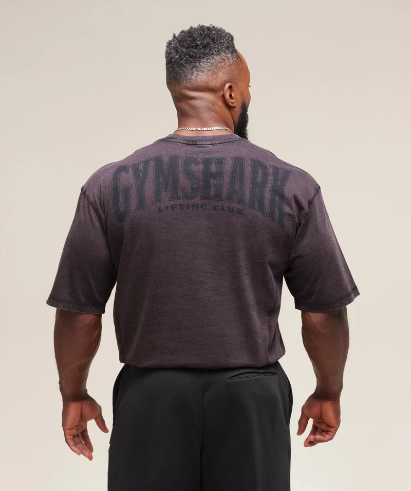 Gymshark Heritage Washed T-Shirt - Plum Brown/Acid Wash Small Ball