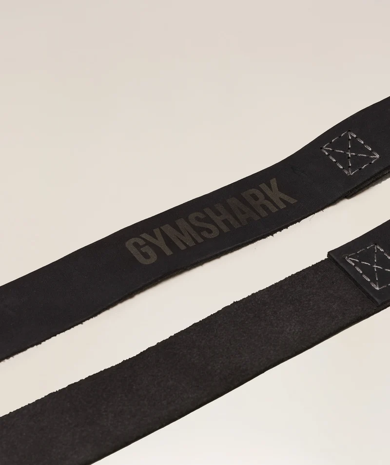 Gymshark Leather Lifting Straps - Asphalt Grey