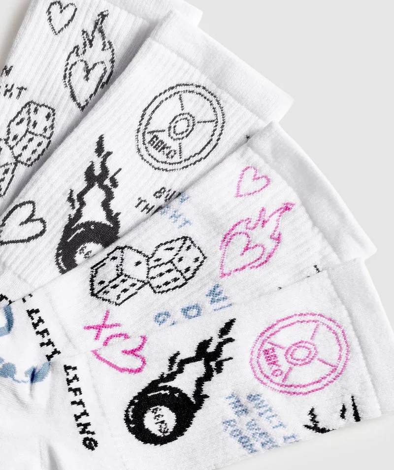 Gymshark Character Combi Crew 2pk - White/Black/Winning Pink/Classic Blue