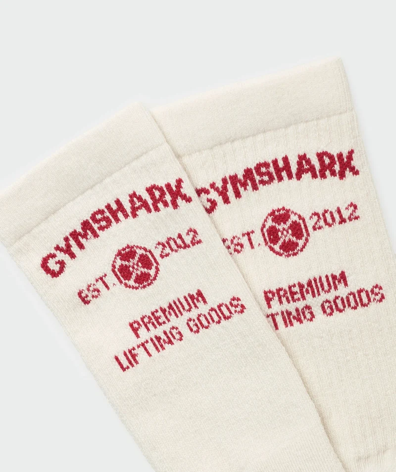 Gymshark Weight Plate Crew Sock Single - Oat White