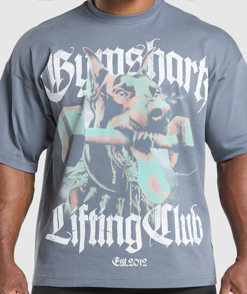 Gymshark Doberman Graphic T-Shirt - Iron Blue