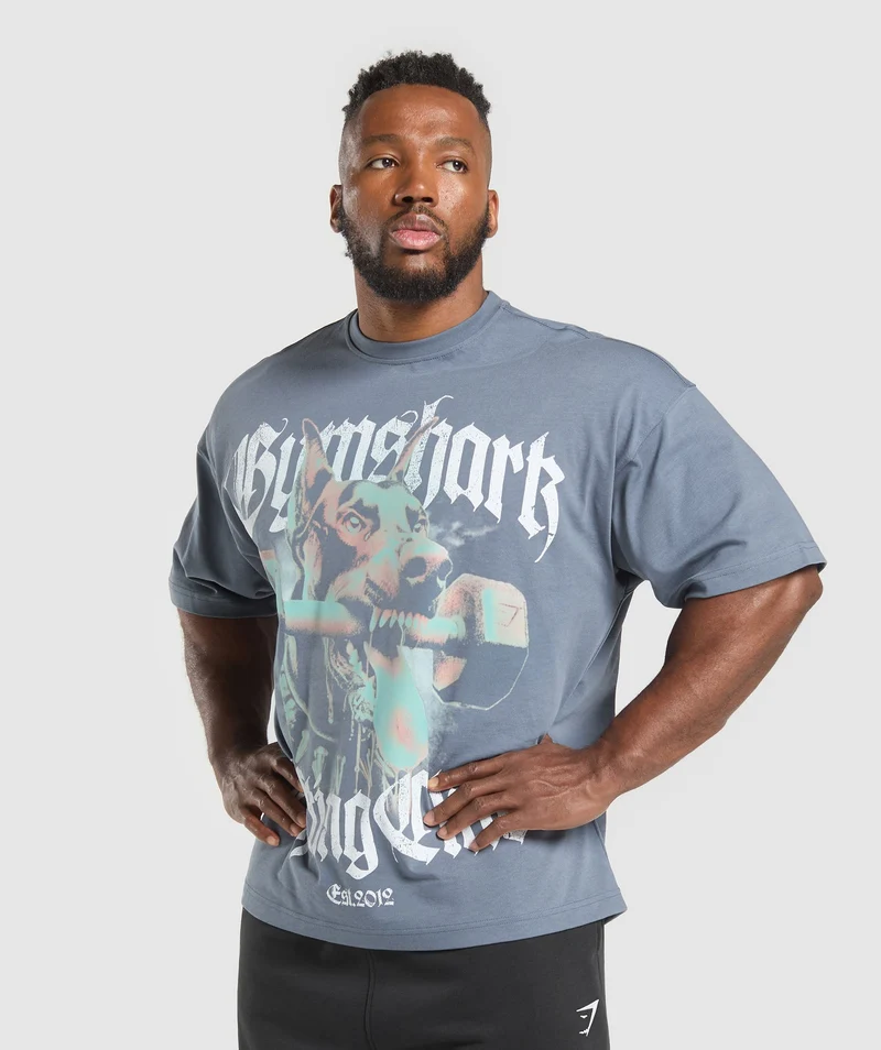 Gymshark Doberman Graphic T-Shirt - Iron Blue