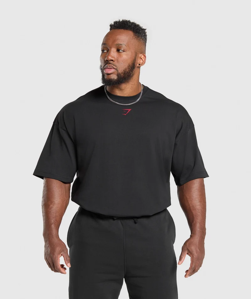 Gymshark Lifting Club T-Shirt - Black/Conditioning Red