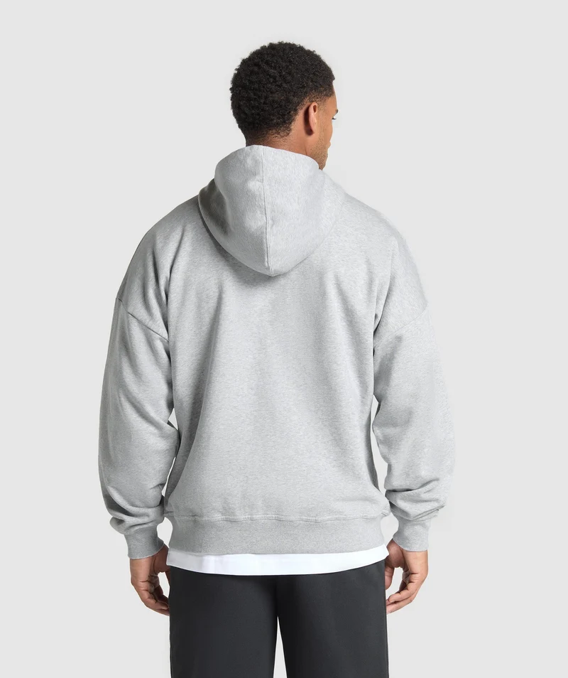 Gymshark Essential Oversized Zip Up Hoodie - Light Grey Core Marl
