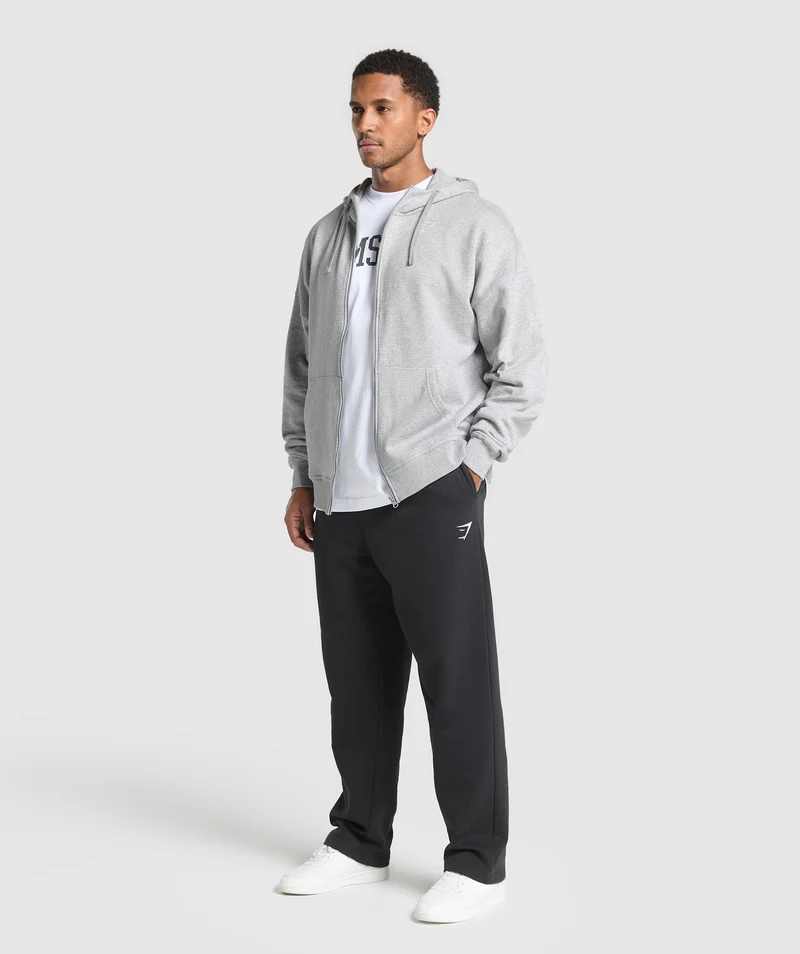 Gymshark Essential Oversized Zip Up Hoodie - Light Grey Core Marl