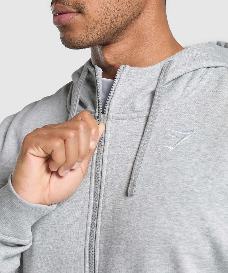 Gymshark Essential Oversized Zip Up Hoodie - Light Grey Core Marl