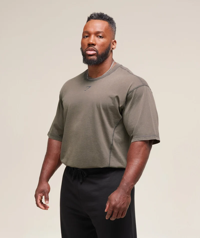 Gymshark Heritage Washed T-Shirt - Strength Green/Acid Wash Small Ball