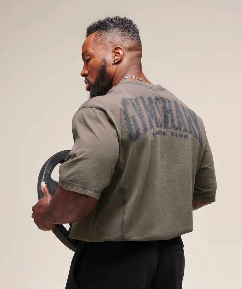 Gymshark Heritage Washed T-Shirt - Strength Green/Acid Wash Small Ball