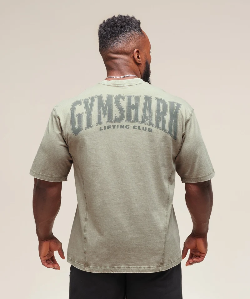 Gymshark Heritage Washed T-Shirt - Stone Grey/Acid Wash Small Ball