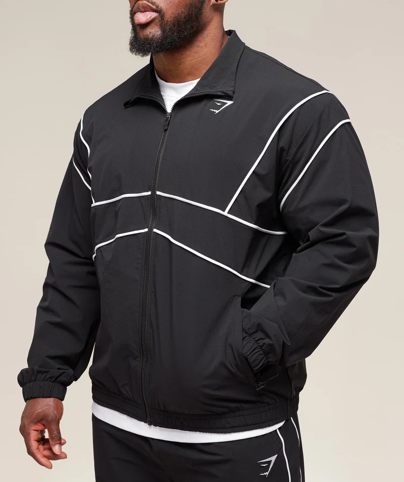 Gymshark Retro Crinkle Track Jacket - Black