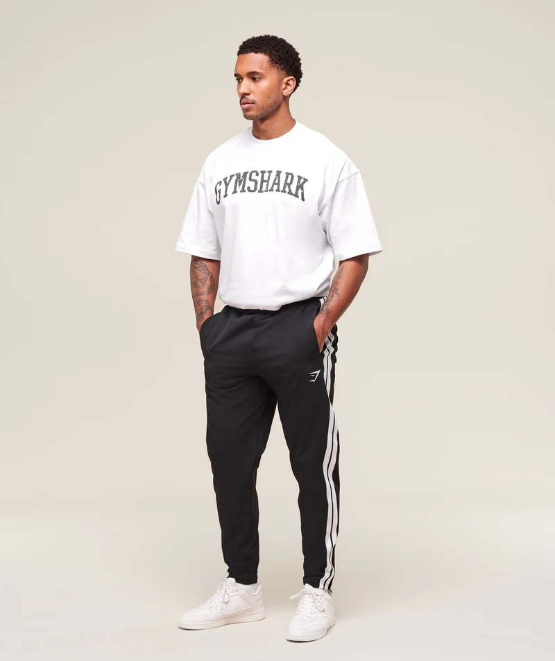 Gymshark Retro Side Stripe Joggers - Black