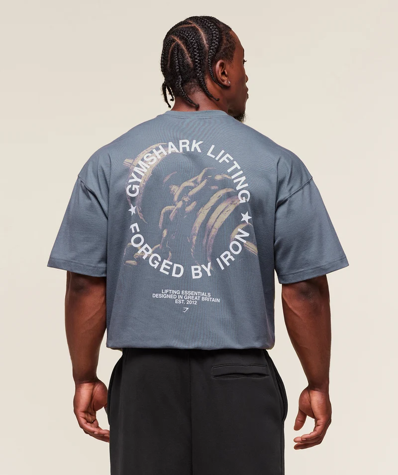 Gymshark Forged By Iron T-Shirt - Iron Blue