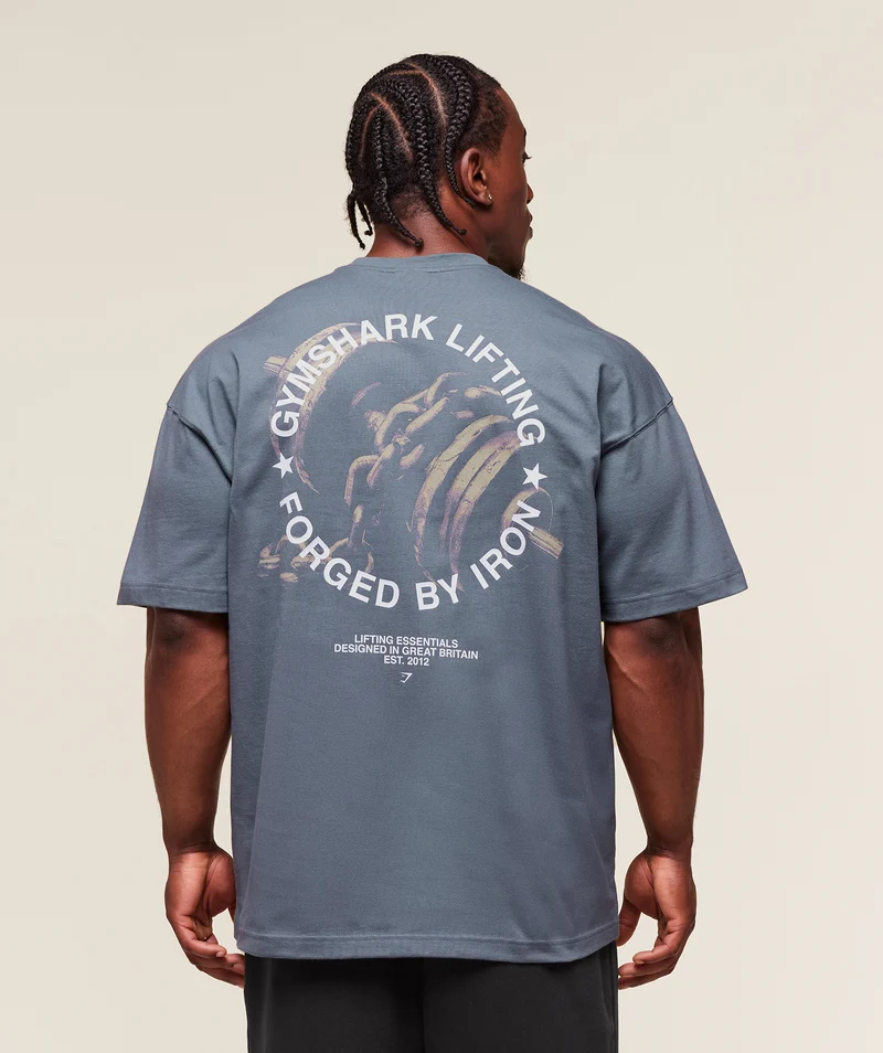 Gymshark Forged By Iron T-Shirt - Iron Blue
