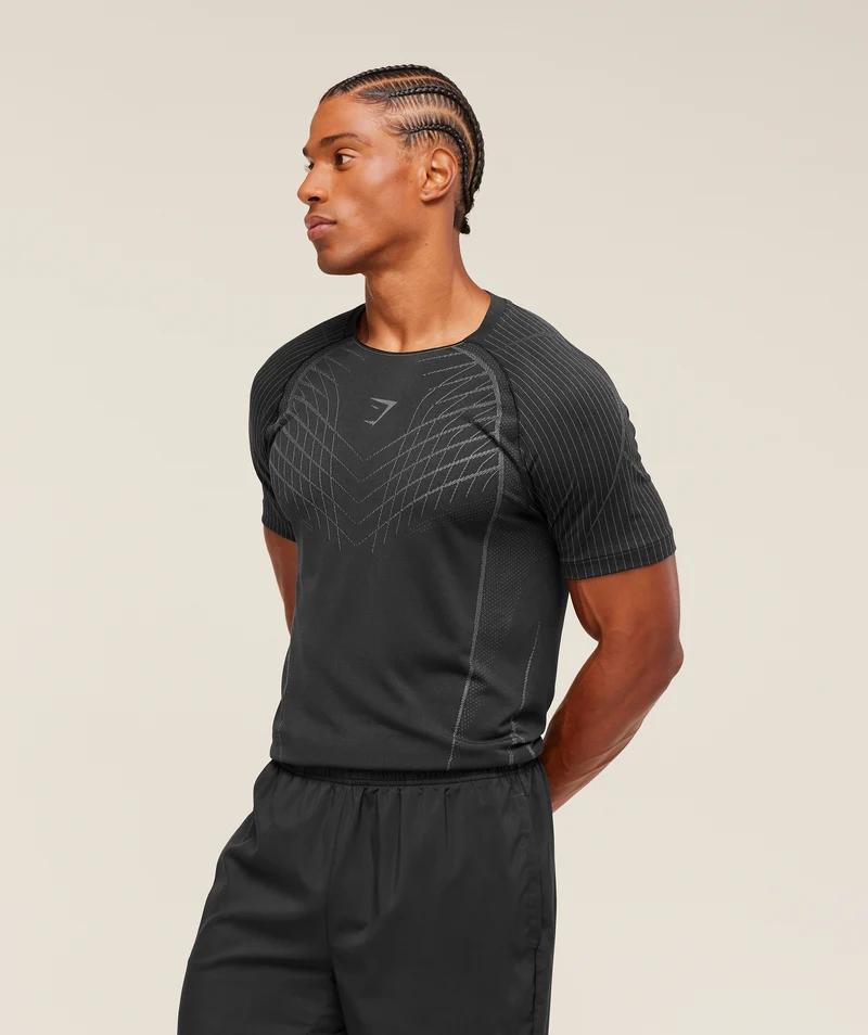 Gymshark Apex Seamless T-Shirt - Black/Dark Grey